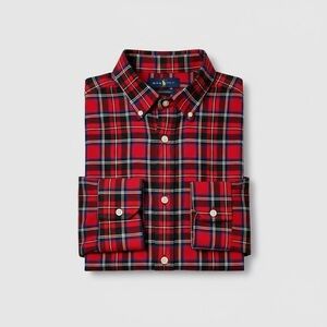 Ralph Lauren Red Green Plaid Flannel Button Down Shirt Size Large